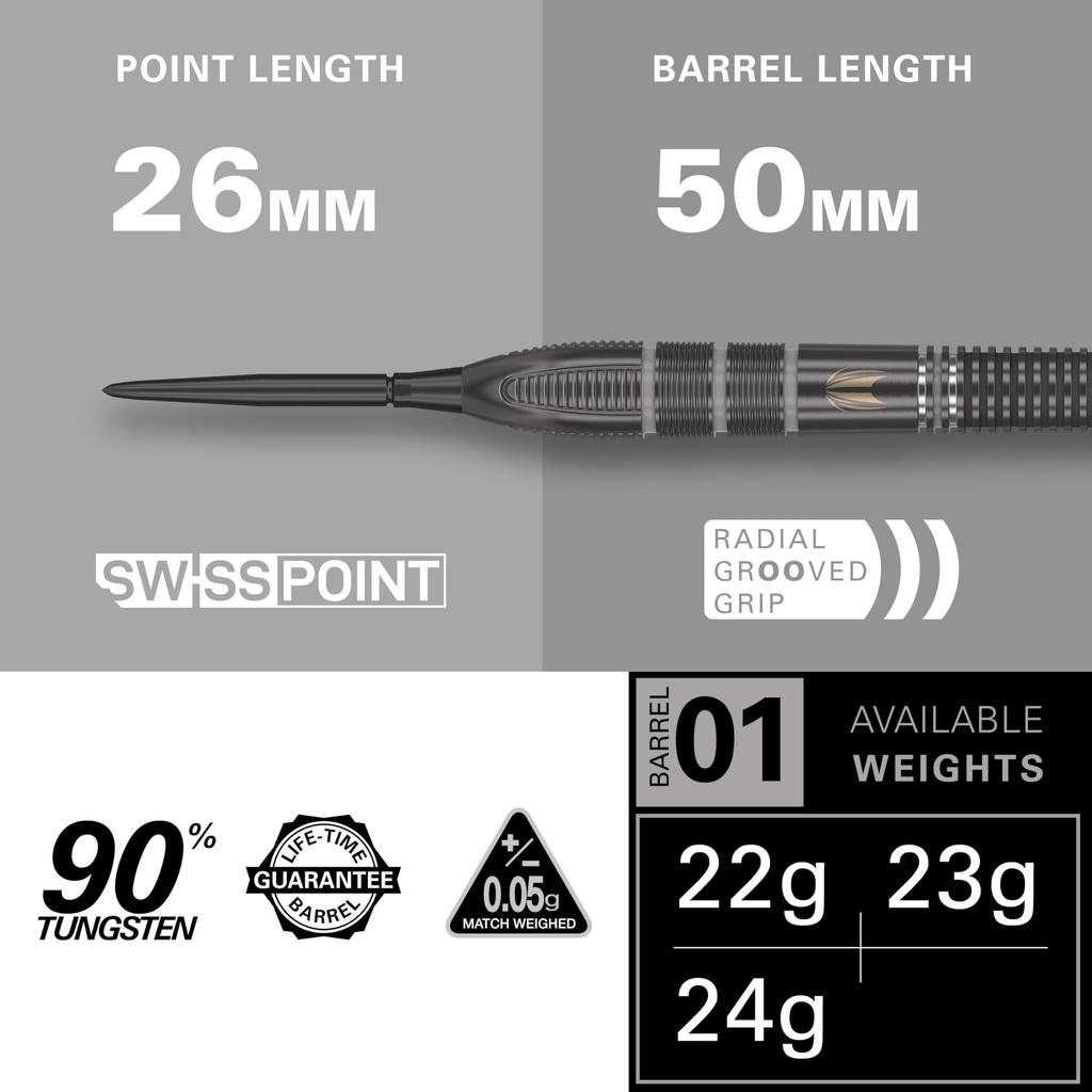Target Darts Nathan Aspinall X Echo Tungsten Steel Tip Swiss Point Dart Set 24G ASP Player Edition Darts with Pro Grip Shafts Pro Ultra 2 Includes SP