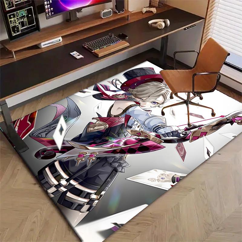 1pc Genshin Impact Lyney1 Design Printed Area Rug Carpet for Bedroom Living Room Home Decor Rugs Mat Non Slip Mat Rug for Bedside