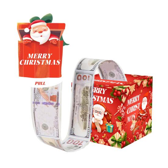 Christmas Money Box Pull-out Cash Gift Box DIY Holiday Money Gift Box with Transparent