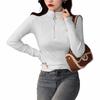 Whites Bottoming Shirt Women Inside The New Fall Half-high Neck Slim Long-sleeved Zipper T-shirt