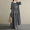 Spring Vintage Floral Print Maxi Dress  Plus Size Women Loose Oversize Long Sleeve Casual Basic Long Dress