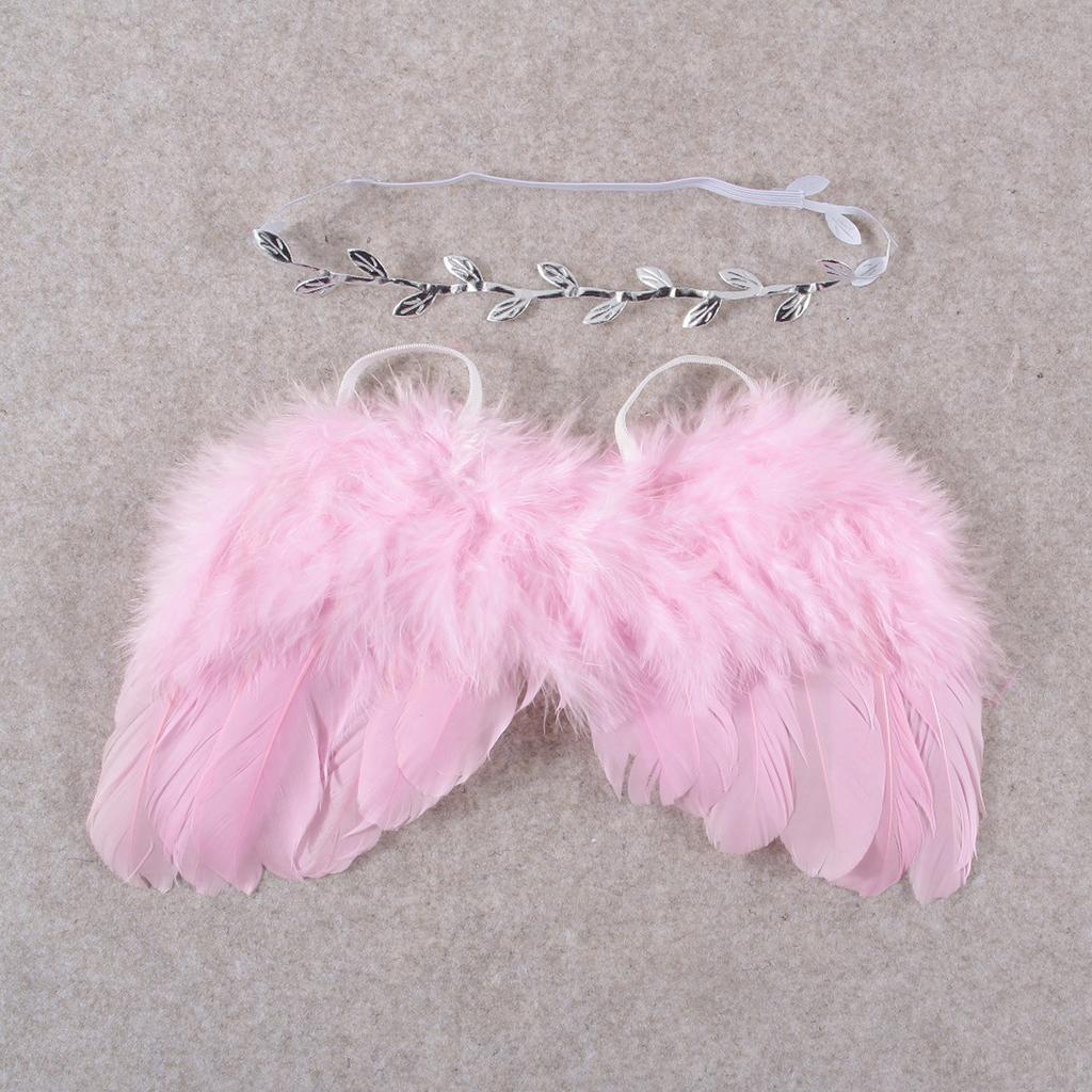 Feather Angel Rhinestone Headband Set Baby Chiffon Flower Headband Hair Accessories Newborn Po Prop Costume