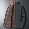 Men's Cotton-Padded Plus Velvet Warm Winter Coat for Middle-Aged and Elderly - Loose Fit, Medium To Long Size.