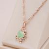 Geometric Cut Green Zircon Flower Pendant Women's Necklace Fashion Wedding Party Jewelry