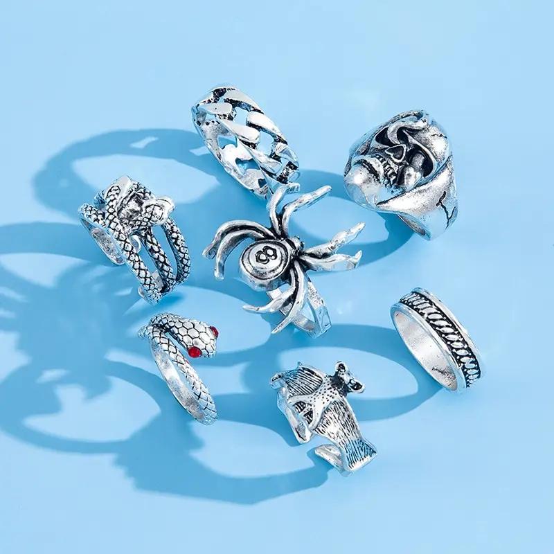 Кольцо унисекс в стиле панк-готика со скелетом, гранж, бабочка, лягушка, женщина, мужчина, ювелирные изделия, хип-хоп, вечеринка, уличное кольцо, 2024, новый подарок