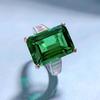 18k White Gold 10 *14mm Emerald Sapphire Courndum Ring For Women Anniversary Gift 925 Sterling Silver Jewelry