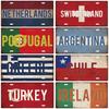 Portugal Turkey Netherlands Metal Signs Vintage Plaque Auto License Plate Embossed Tag Garage Bars Pubs Club Home Wall Decor