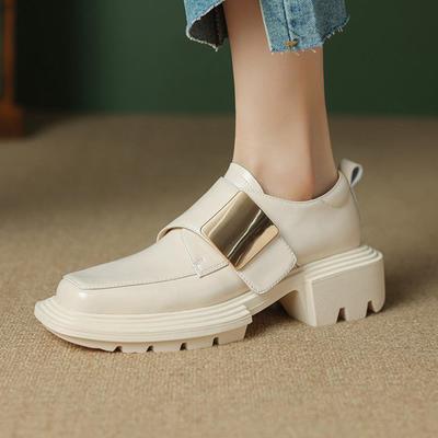 Krazing Pot из коровьей кожи с квадратным носком на среднем каблуке, осенне-летняя обувь, обувь для отдыха, женские туфли-лодочки с глубоким носком, Superstar