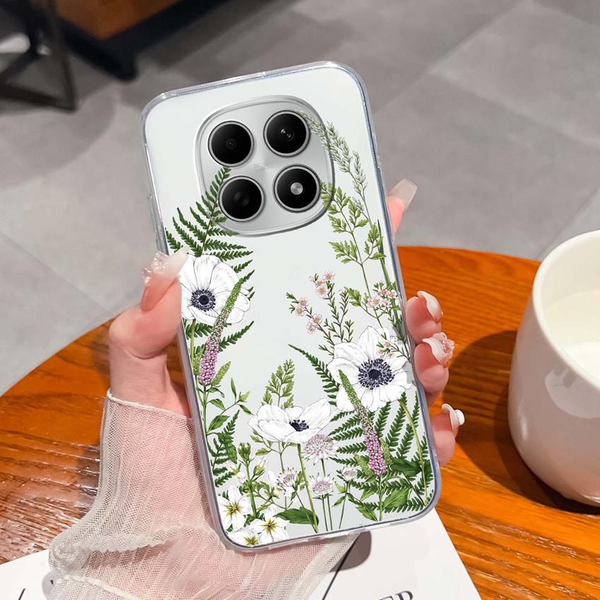 Подходит для Redmi Note 15 14 Pro 14S 15 15C A5 A1 Популярный Креативный Чехол для Телефона с Буквами и Узорами Прозрачный Силиконовый Нескользящий Чехол для Корпуса Redmi