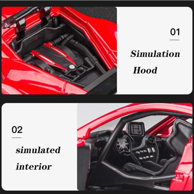 1:32 Ferrari 488 Sports Car Model Metal Diecast Alloy Toys Cars Models Boys Christmas Fashion Ornament Collection Gift