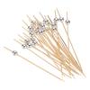 Cocktail Toothpicks, Bamboo with Silver Pearl Beads, Long Fruit Sticks for Decorating Cocktail Skewers, Drinks, Appetizers, and Fruits, 120mm,