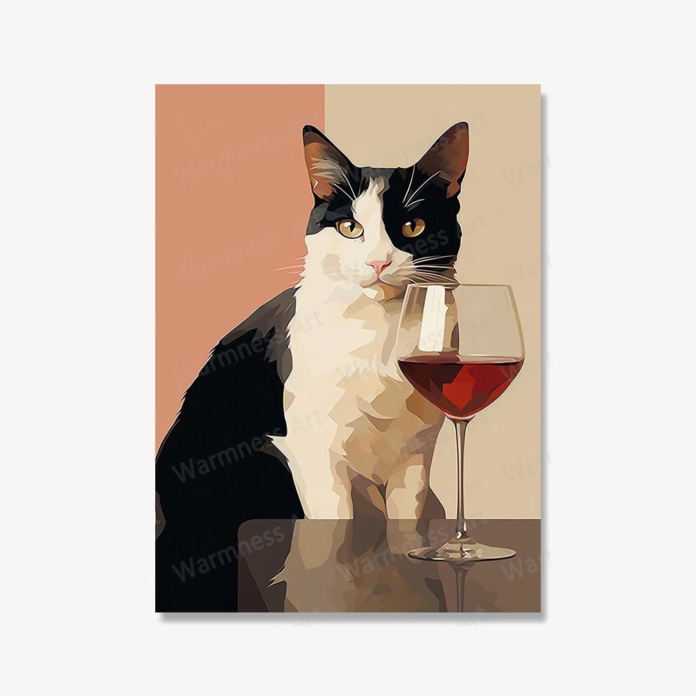 Персидский кот пьет угрюмое вино, холст, живопись, постеры, забавные животные, сиамские принты, настенная картина для украшения гостиной