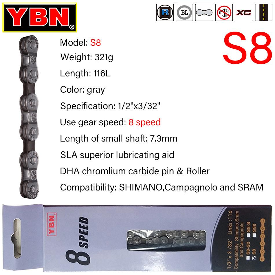 YBN Super Lightweight Steel Bike Chain for 8/9/10/11/12 Speed Road & Mountain Bikes Boxed High Performance