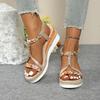 Spring And Summer Beach Sandals Women'S Fashion Wedge Heel Thick Sole Comfort Sandals For Women With Arch Support And Back Strap