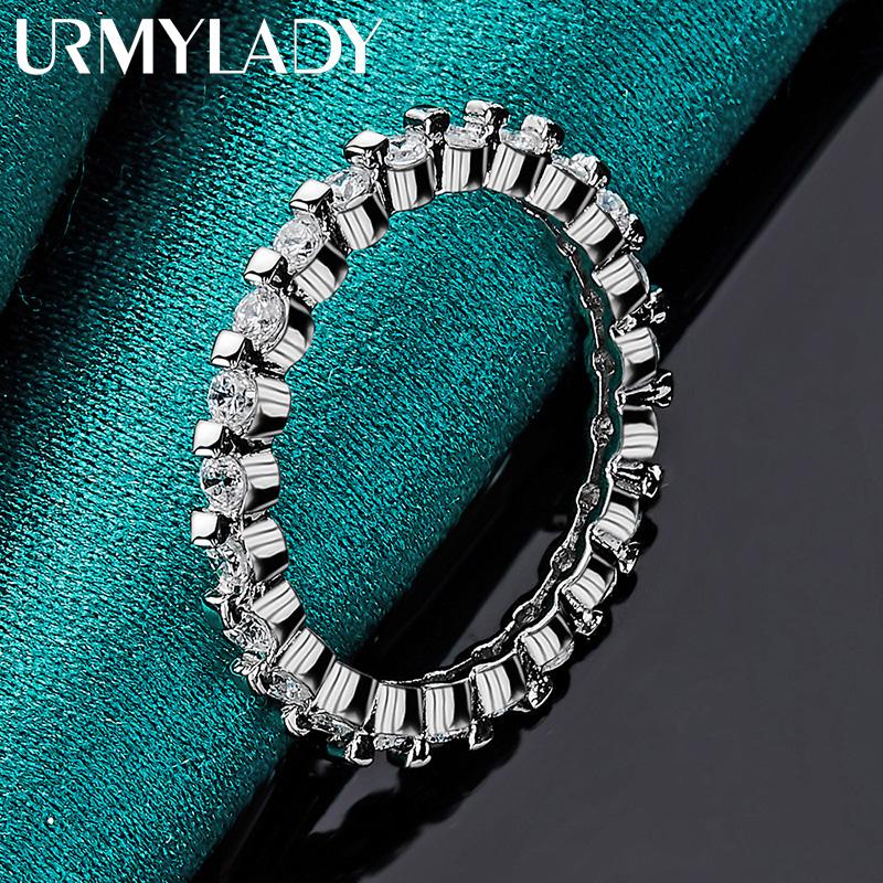 Кольцо из стерлингового серебра 925 пробы с цирконом AAA 7-10 # для женщин, модные очаровательные украшения MR155