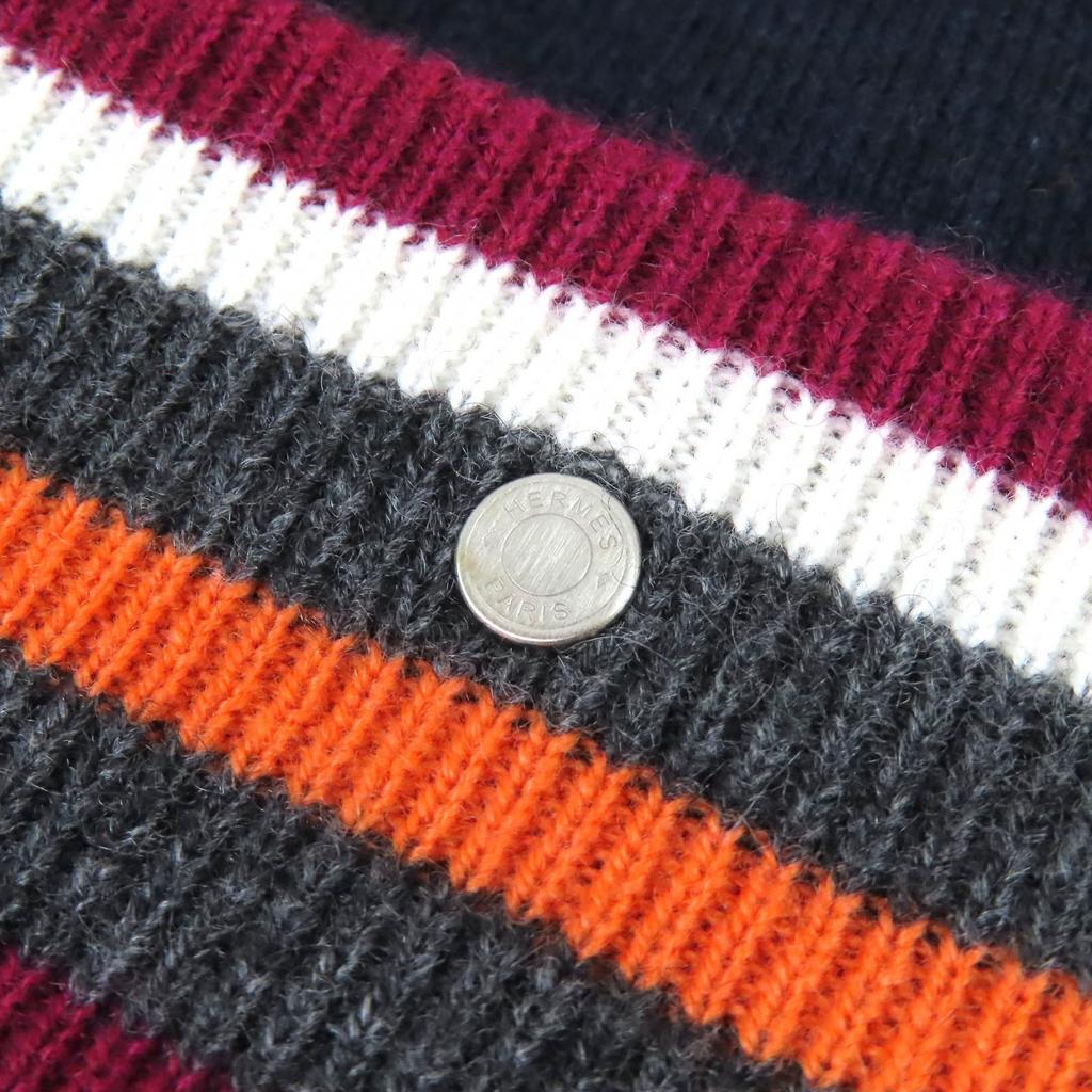 Pristine HERMES Knit cap H Twist Heaven Twist Serie Button Beanie Knit Hat L Used