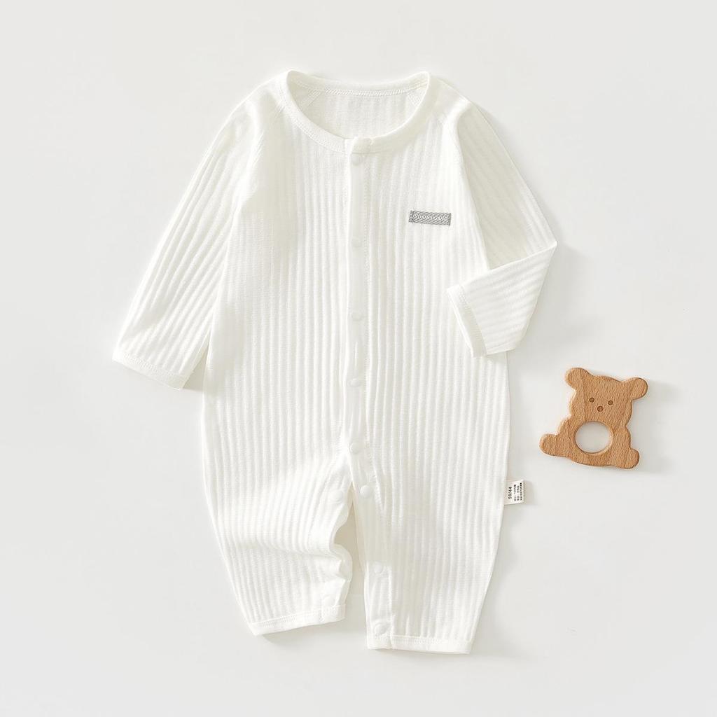 Summer Baby Long-Sleeve Cotton Romper - Lightweight Wrap-Around Air Conditioning Suit