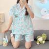 И Низ Хангедон Длинный Короткий Кондиционирование Спереди Нежный на Простой Комплект с Коротким Рукавом [TYBERRY] [Комплект Верх] Пижама, Домашняя одежда, Одежда для отдыха,