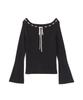 Natural Beauty Basic Black Stitched Ribbon Rib Knit Sweater Women's