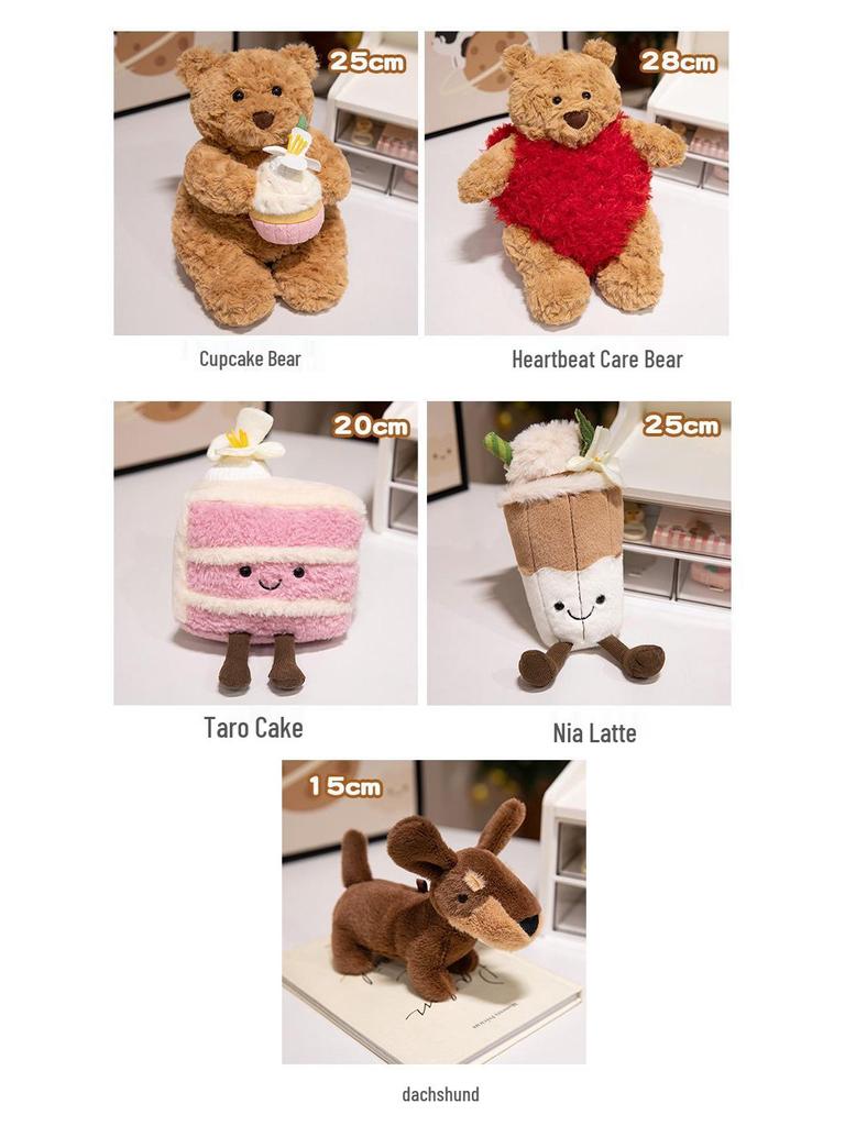 JC Heart Bear Plush Toy Triangle Cake & Magnolia Latte Milk Tea Cake