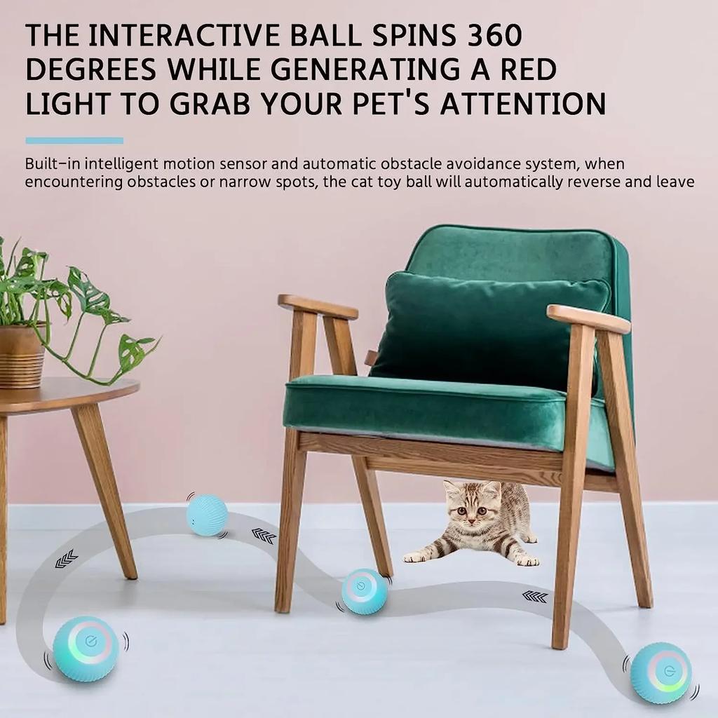 Smart Cat Toys Rolling Ball Rechargeable Electic Interactive Toys for Cats Training Self-moving Funny Pet Toys Puppy Accessories