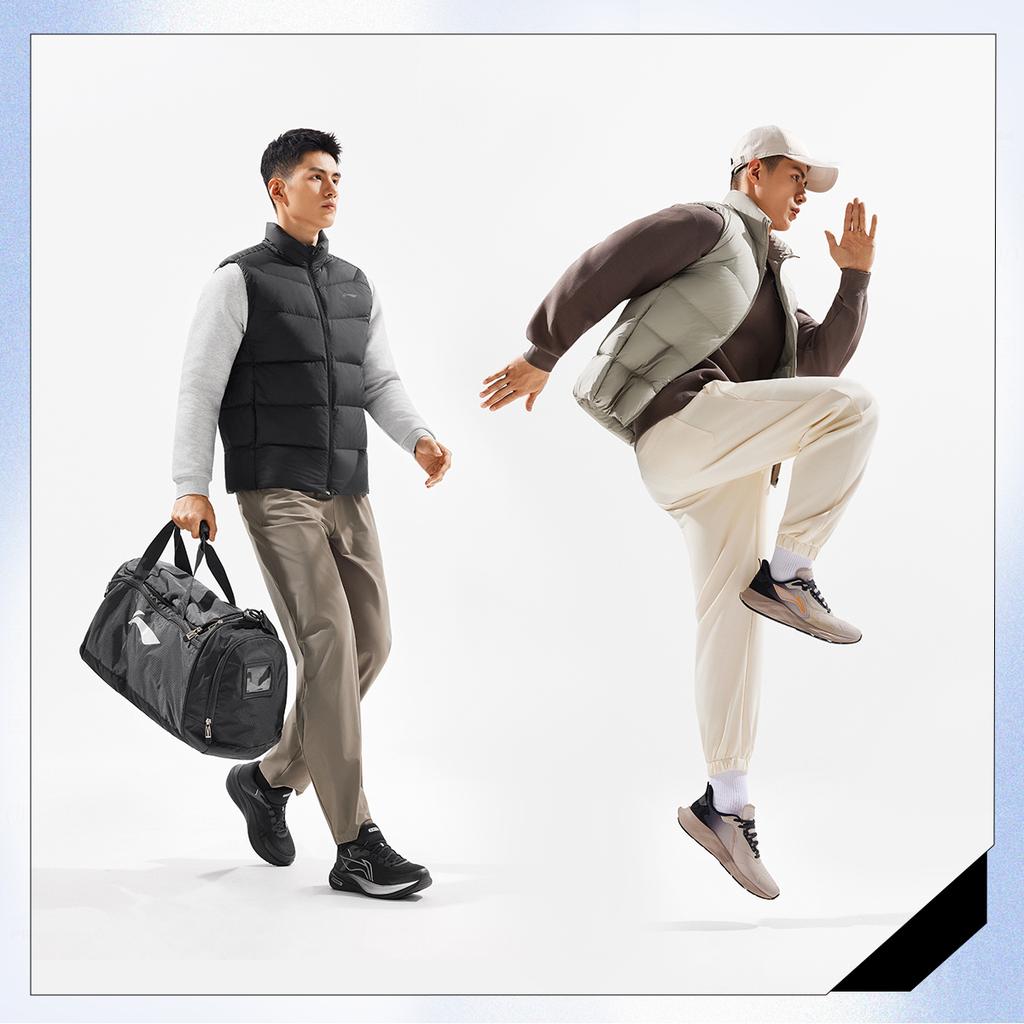 Li Ning Серия Фитнес Жилет пуховый с воротником-стойкой и логотипом, простроченный, мужской AMRV037-3