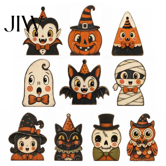 Small Ornaments for Counters Halloween Tiered Tray Decorations, Wooden Tabletop Ornaments, Vintage Centerpiece Party Table Decor Home