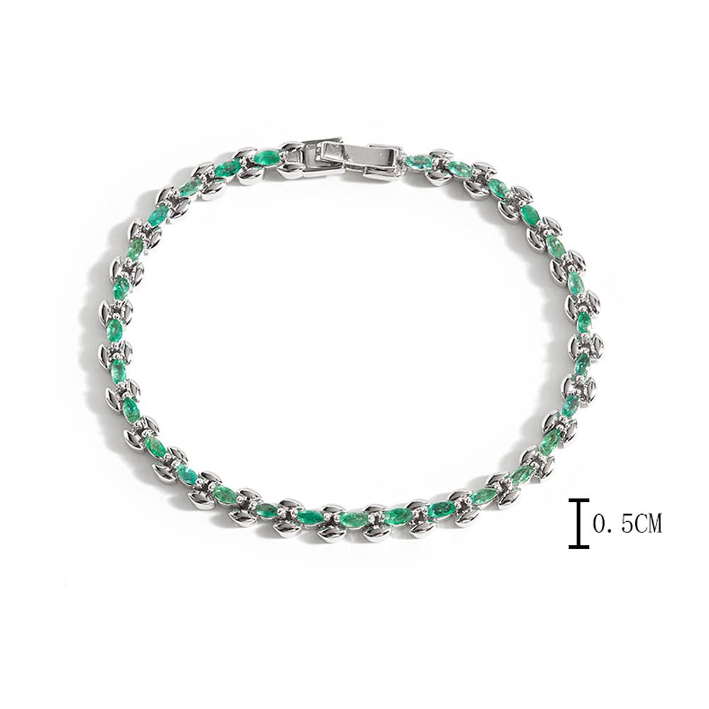 Драгоценный и элегантный браслет из натурального зеленого изумруда из стерлингового серебра 925 пробы для женщин. Благородные ювелирные украшения, подарок на свадьбу и банкет.