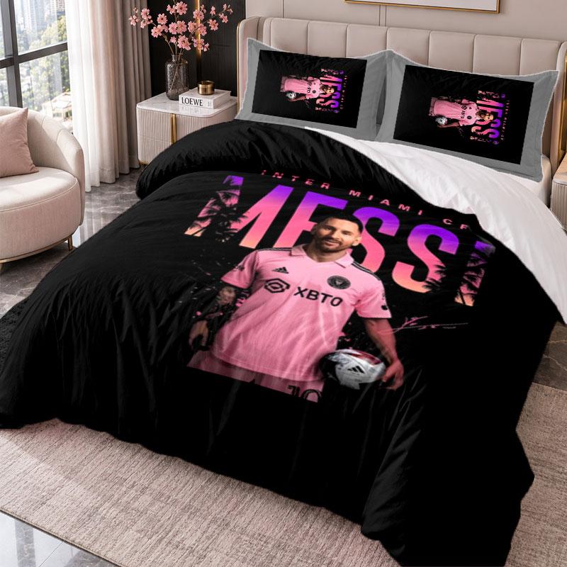 Messi 3Pcs Bedding Set Duvet Cover With Two Pillowcases For Bedroom Home Decoration