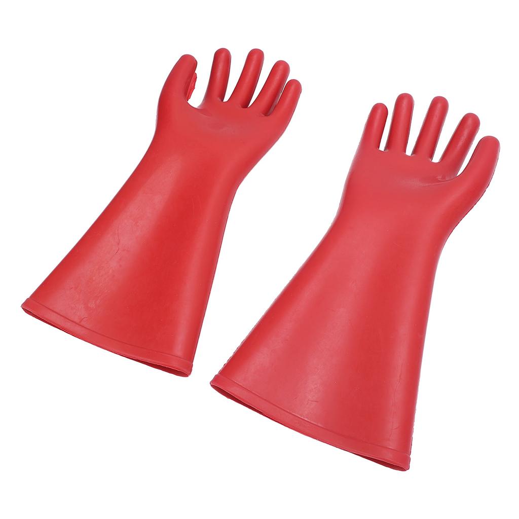 2 Pcs Electrical Insulated Gloves Red Rubber 12kv High Voltage Resistant Anti Cutting Piercing Elect