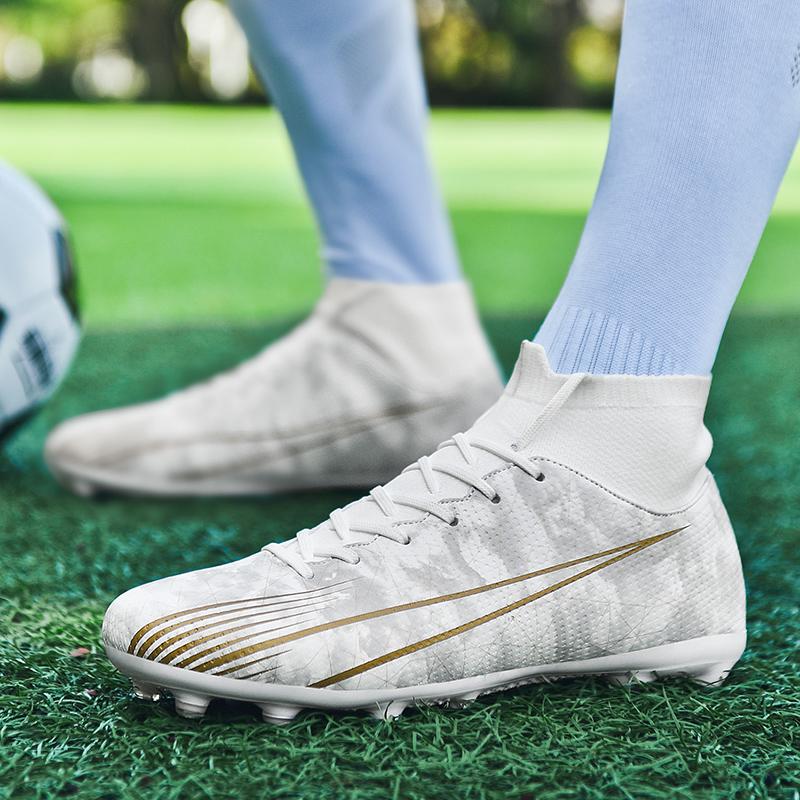 35-47 футбольные бутсы унисекс AG с длинными шипами для мужчин и подростков, профессиональная тренировочная обувь с искусственной травой, детские футбольные бутсы