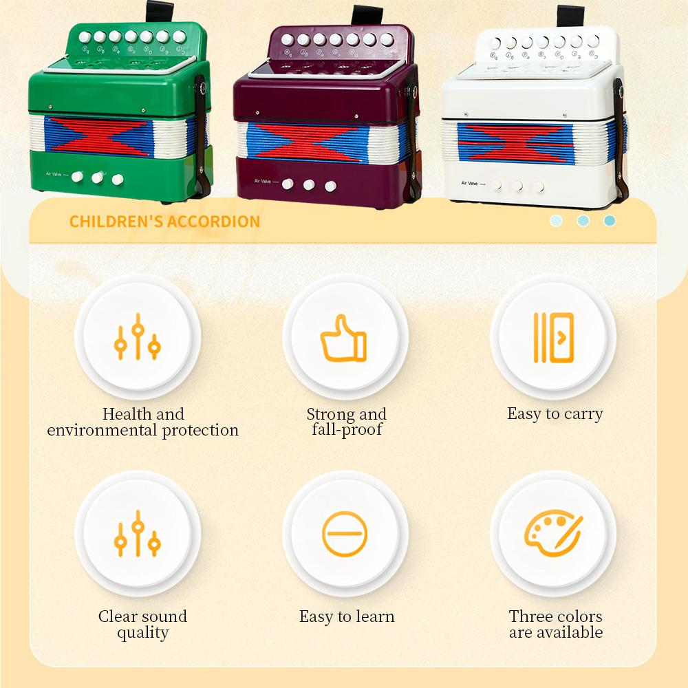Мини 7-кнопочный 2-басовый аккордеон из АБС-пластика, музыкальный инструмент для начинающих, рождественский подарок, легкий кнопочный аккордеон