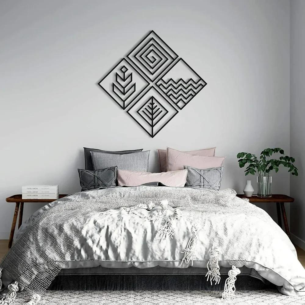 4pc/set Set of Four Elements Metal Wall Art – Black Metal Decor for Living Room or Home, Stylish Wall Hanging Featuring Earth