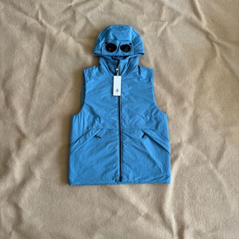 Mens Loose Fit Hooded Puffer Vest With Removable Goggles Casual Winter Outdoor Streetwear
