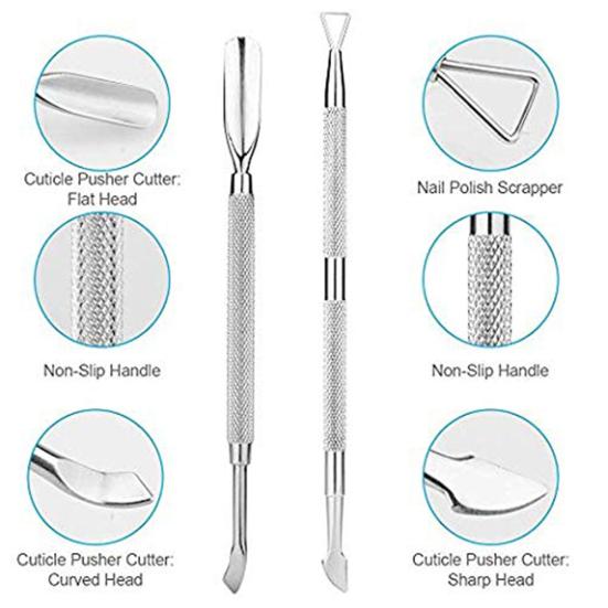2Pcs Professional Triangle Dead Skin Remover Cuticle Pusher Nail Peeler Scraper