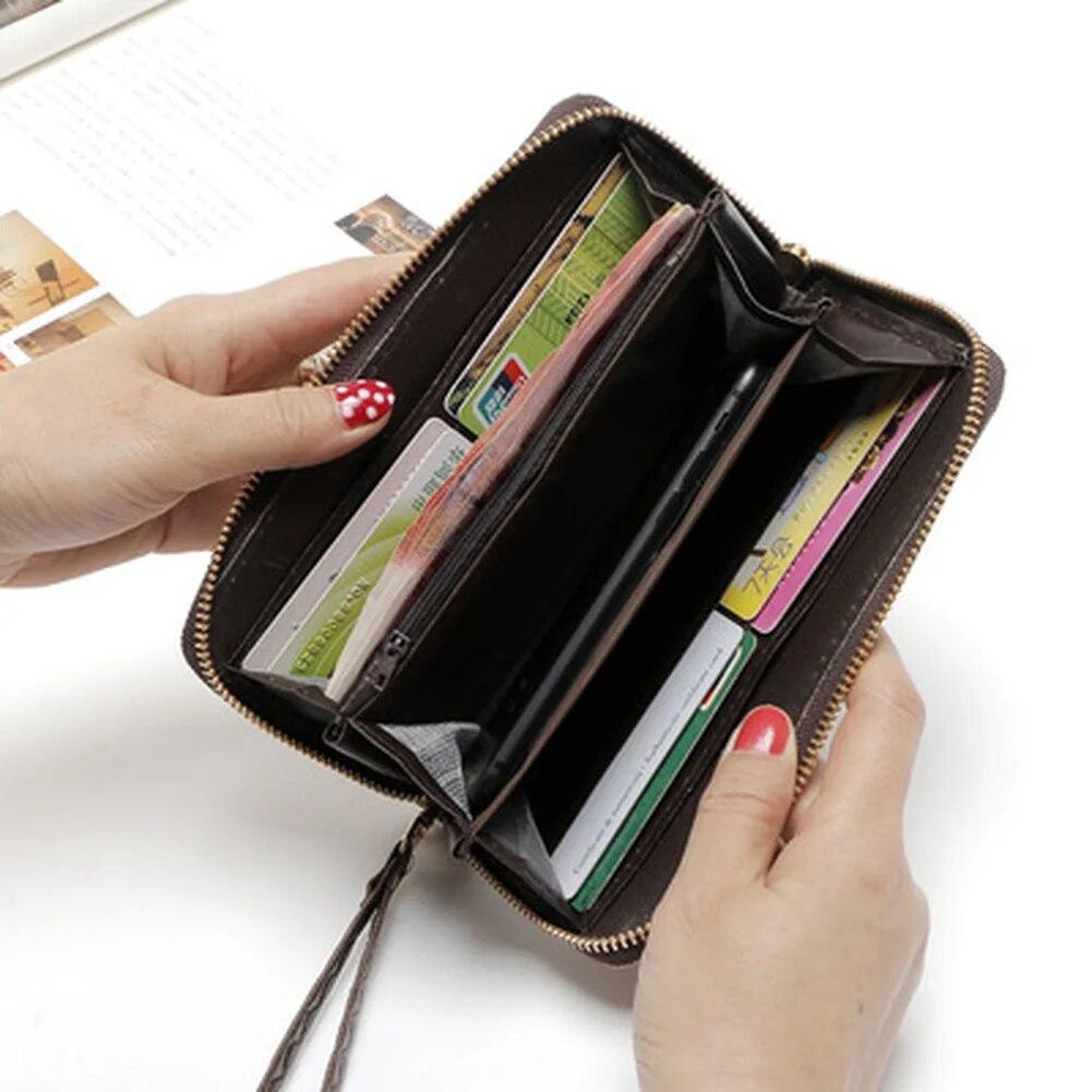 Женский кошелек с принтом розы, длинная сумка, модный клатч на дикой молнии, кошелек с несколькими картами, кошелек с держателем для карт Cartera