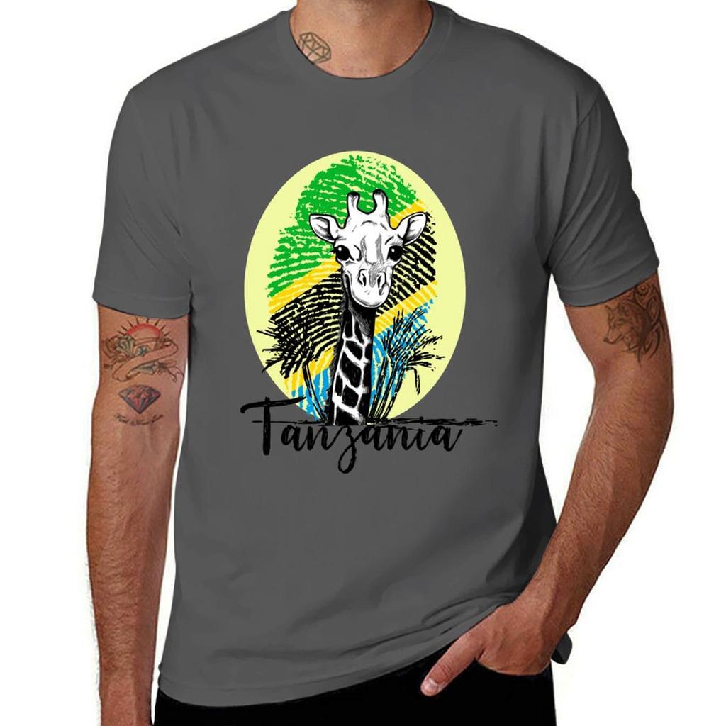 Tanzania African Adventure Cute Giraffe TShirt Casual Daily Wear Short Sleeve Top
