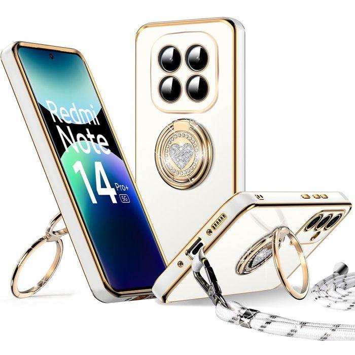 Coque - E.F.CONNECTION - Pour Xiaomi Redmi Note 14 Pro Plus 5G - Silicone souple - Antichoc - Avec cordon