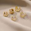 Without Pierced Girl C-Shape Ear Bone Clips Korean Style Earrings Earring Set Leaves Ear Cuff