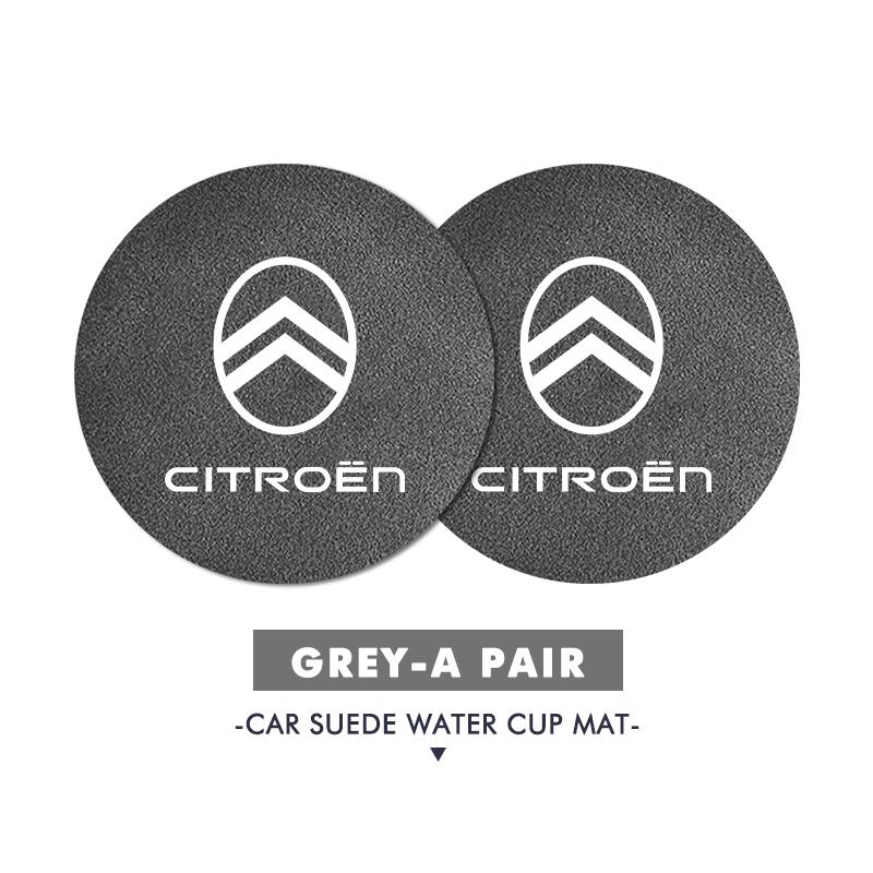For Citroen 2PCS Car Logo Anti-Slip Water Cup Pad Drink Holder Mat Interior Accessories C4 C3 C5 C1 C2 C6 VTS C4L DS3 DS4 DS5