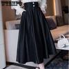 Female Fashion Elegant Solid High Waist Half Body Skirt Ins Hepburn Style Small Black SkirtSpring and Summer Big Swing Skirt Umbrella Skirts
