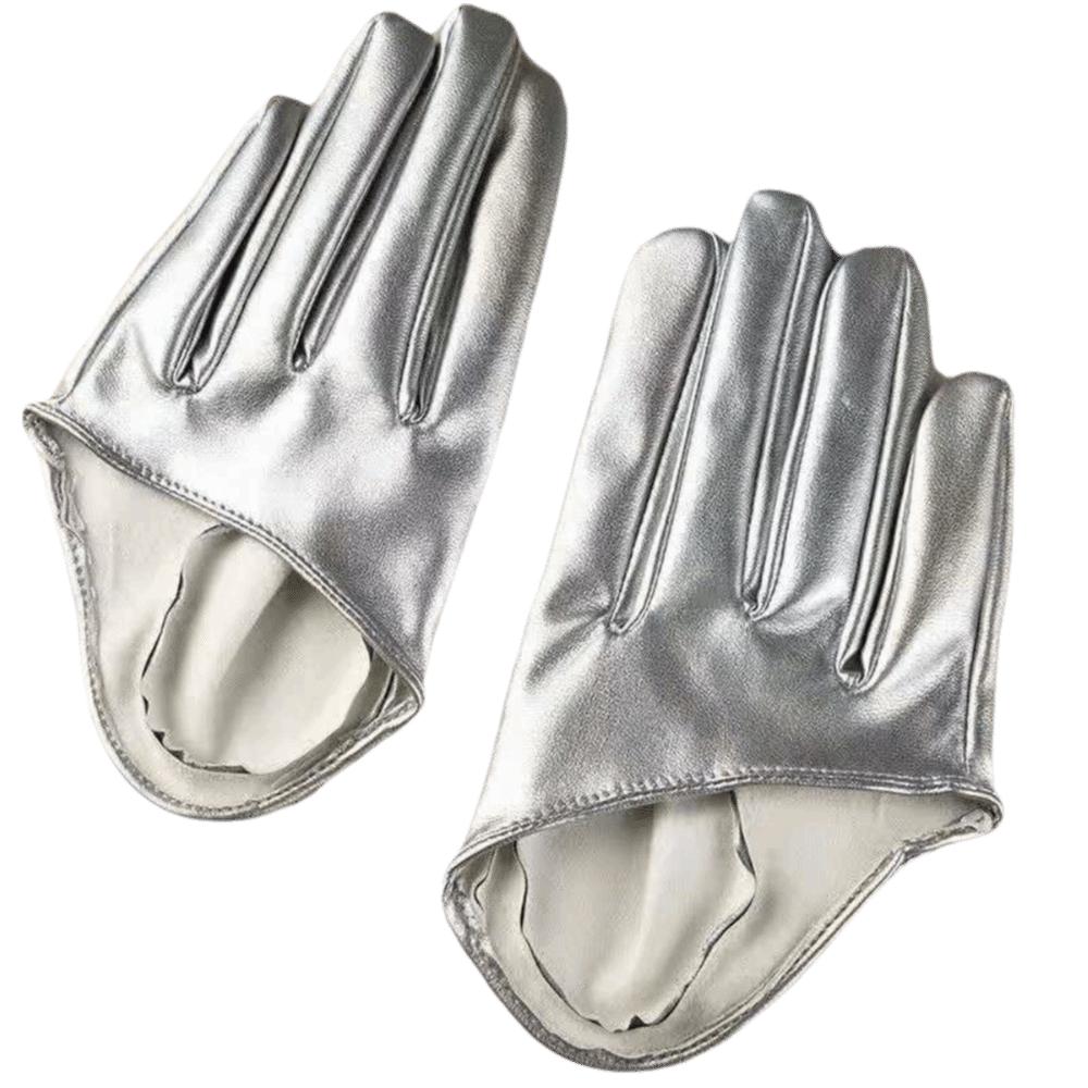 PU Leather Half-palm Gloves Fingerless Patent Leather Gloves Personality Five Finger Mittens  Women