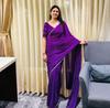 Популярное индийское готовое сари из фиолетового жоржетового шелка