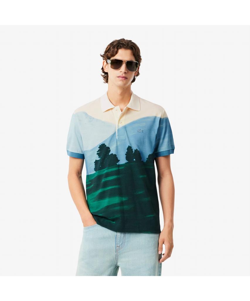 LACOSTE Men'S Landscape All-Over Jacquard Short Sleeve Polo Shirt Ph5895-55N 9Ix