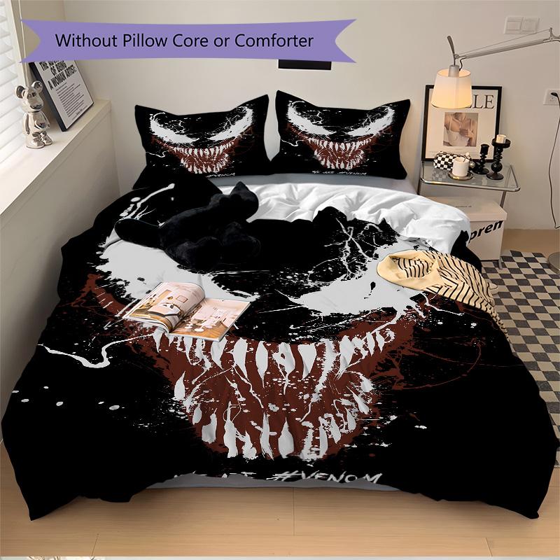Venom'S Dark Presence Print 3Pcs Bedding Setduvet Cover With 2 Bedropillowcase Home Birthday Gift