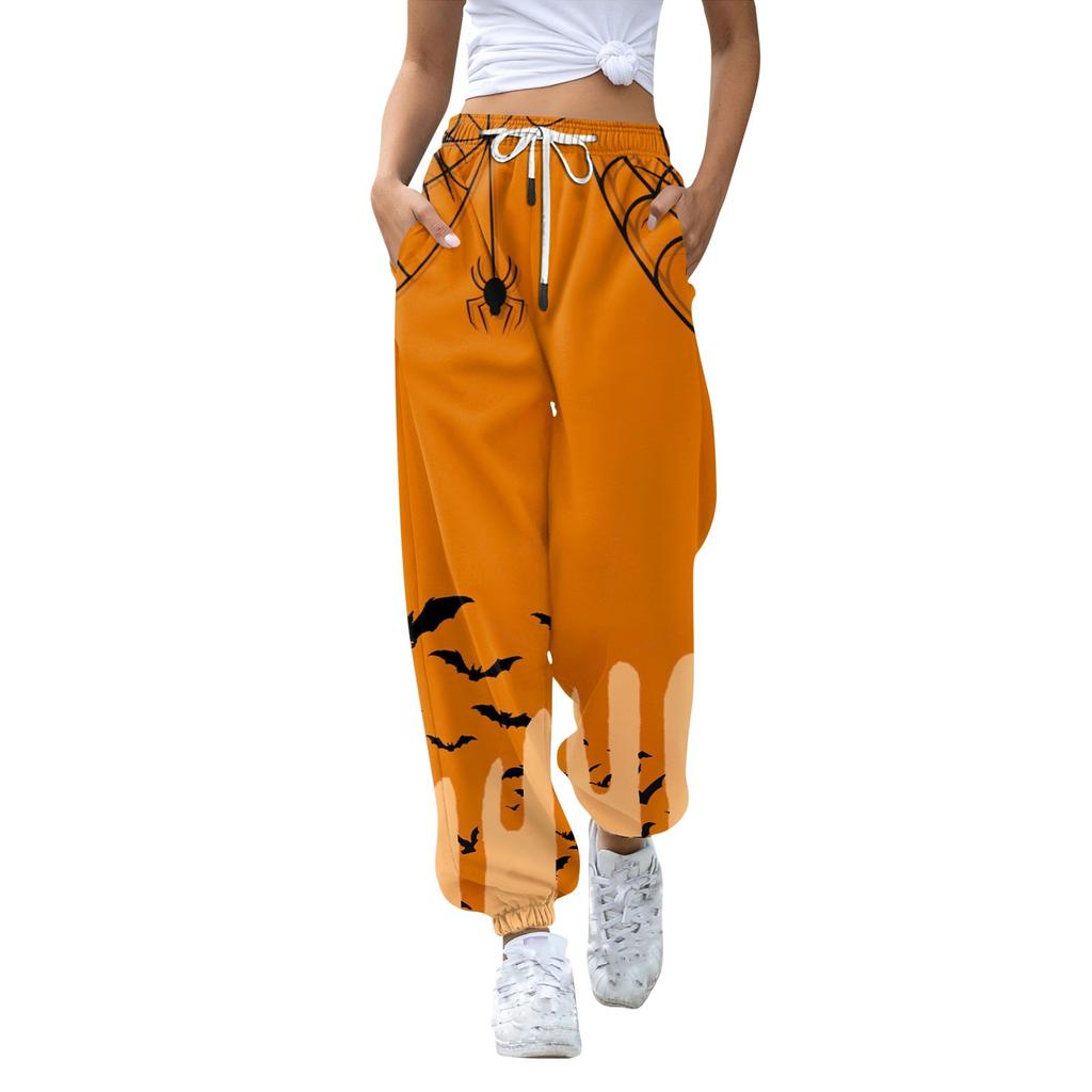 Women's Casual Pants Print High Waist Drawstring Sweatpants With Pockets