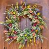 45cm Spring Summer Artificial Wildflower Door Wreath Colorful Multipurpose Decorative Garland for Front Door Home Decor