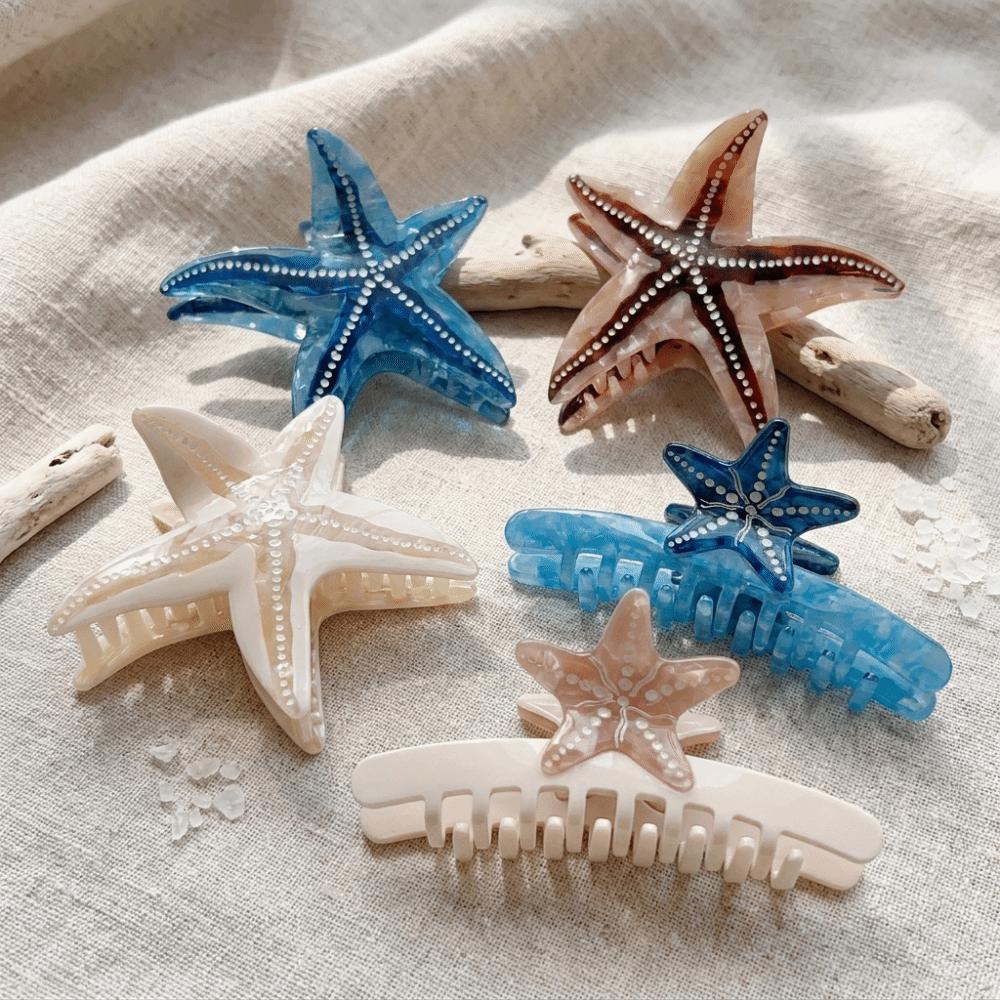 Non-Slip Starfish Hair Claw Clip Ocean Style Hair Barrettes Acetate Shark Clip For Women