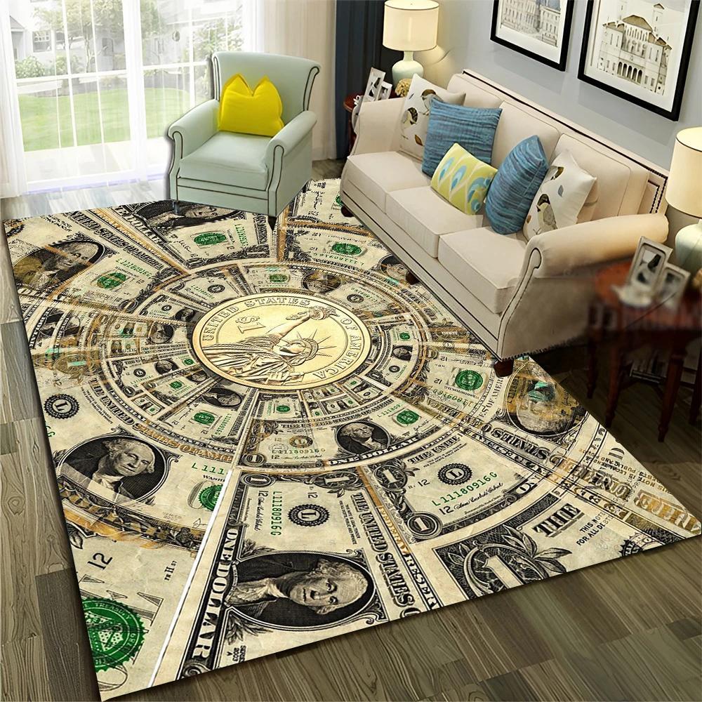Богатый узор из евродолларов 3D Ковер для дома Гостиная Спальня Диван Придверный коврик Декор, Детский коврик Нескользящий напольный коврик