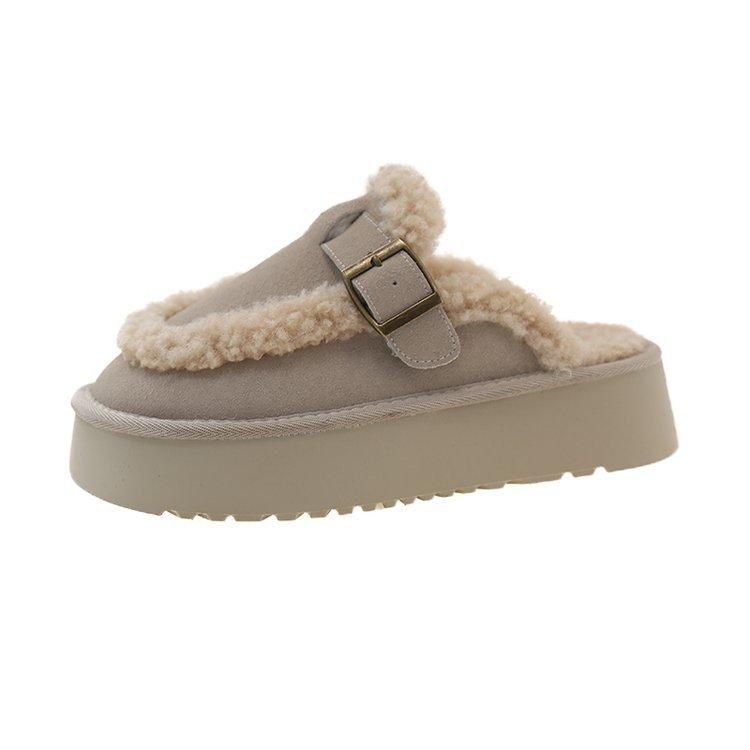 Мода 2024 года, зимние новые тапочки на толстой подошве, женские меховые тапочки, теплые женские хлопковые тапочки большого размера